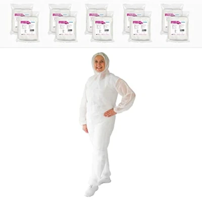 Imagen de ARNOMED mono de trabajo hombre, mujer desechable blanco PP, 10x hombre cuerpo entero talla XL (140x178cm), pintor con capucha, mecanico sin látex
