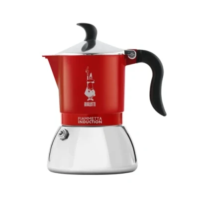 Imagen de Bialetti Fiammetta Cafetera de inducción, 4 tazas (150 ml), Apto para todos los fuegos, Diseño elegante, Rojo