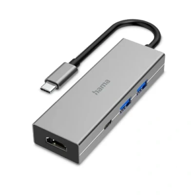 Imagen de Hub USB Hama 00200107, 2x A, 1x C, HDMI, 5000 Mbit/s, 4K, Gris