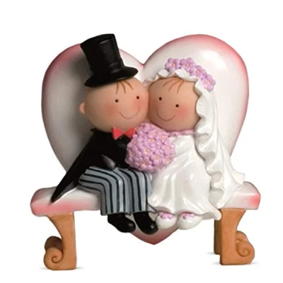 Imagen de Mopec Figura de Pastel Pareja Novios Pit &amp; Pita en un Banco, Blanco