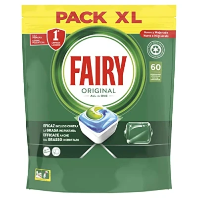 Imagen de Fairy Original Normal, Cápsulas De Lavavajillas Todo En Uno, 60 Cápsulas, Efectivas Incluso La Grasa Reseca