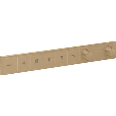 Imagen de hansgrohe RainSelect, termostato para ducha empotrado , grifo con botón de seguridad (SafetyStop) a 40 C, rectangular mezclador 5 funciones, bronce cepillado