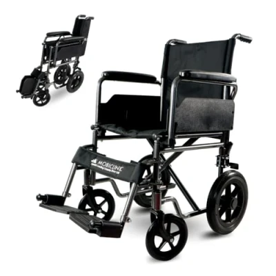 Imagen de Mobiclinic®, Silla de ruedas, S230, Plegable y ligera, Asiento 46 cm, Reposapiés abatibles extraíbles, Reposabrazos acolchados abatibles, Ruedas pequeñas, Freno estacionamiento pie