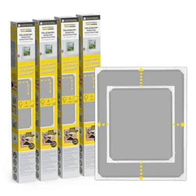 Imagen de EASYmaxx Insect Protect Mosquitera telescópica ventana Con marco premontado Extensible Red integrada Blanco Set de 4