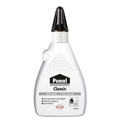 Imagen de cola de madera Ponal Classic, lista para usar con gran fuerza adhesión el ensamblaje, la unión superficies y juntas, frasco 120 g transparente manualidades