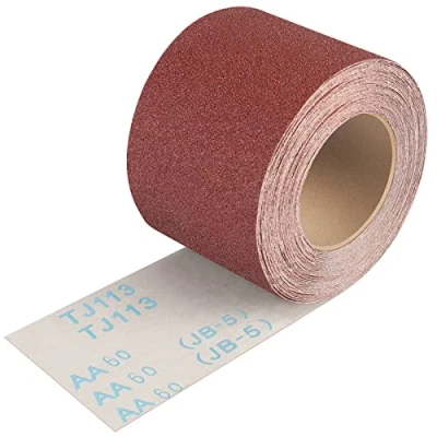 Imagen de Shineboc Rollo de Papel Lija Grano 60, 93 mm x 10 m,Lijador Corindón Paño Suave Para Trabajos en Madera Metal Acero y Inoxidable