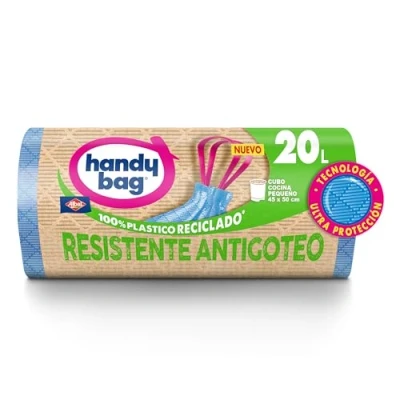 Imagen de Handy Bag Bolsas de Basura Resistente Antigoteo, 100% Reciclado, Autocierre, 20L, 15 Bolsas, 1 Paquete