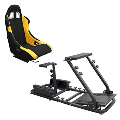 Imagen de MODAUTO Cockpit SimRacing Gaming, Soporte de Simulacion, Plegable con Asiento Deportivo Backets o Semibaquets Compatible Logitech G25/G29/G27/G920 Modelo N820B+N070