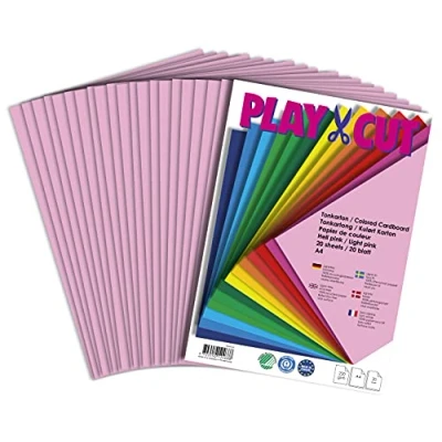 Imagen de PLAY CUT Cartulina A4 Rosa Claro (220g/m2) 20 Hojas de Colores Grueso Papel Imprimible Premium para Impresora Grosor