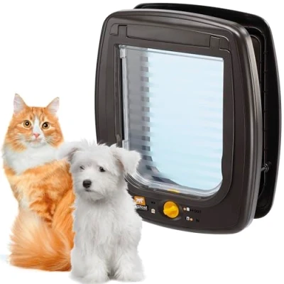 Imagen de Ferplast SWING 9 Gatera para gatos y perros, Instalación universal, Entrada salida controlables 4 vías, Sistema de protección contra corrientes aire, Túnel completo, 26,2 x10,2 x h 31,2 cm Marron
