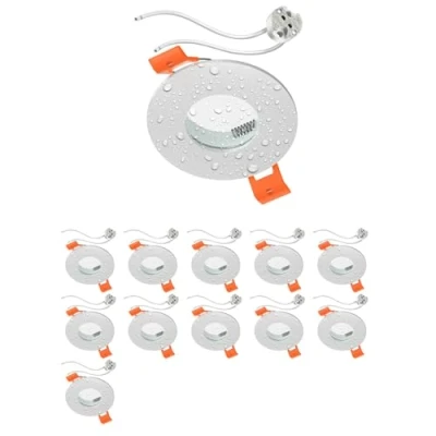 Imagen de ledscom.de 12 piezas Marco empotrable en techo ERID, antihumedad, baño, IP44, redondo, blanco mate, incl. toma GU5.3