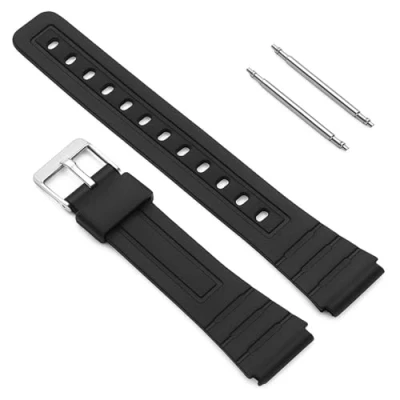 Imagen de OcioDual Repuesto Correa de Silicona Pasadores Metal Compatible con Reloj Casio F91W F 91W Negro Recambio Resina Resortes