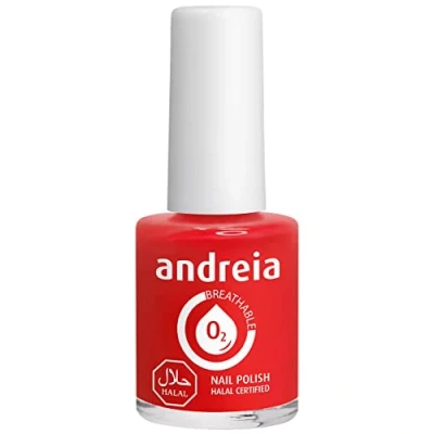 Imagen de Andreia Vernis Halal Esmalte de Uñas Vegano, Permeable y Transpirable que cumple con los requisitos Color B15 Roja Sombras Rosa