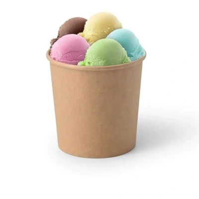 Imagen de GREENBOX Juego de 50 vasos para helados cartón, 300 ml, desechables, sin plástico y biodegradables