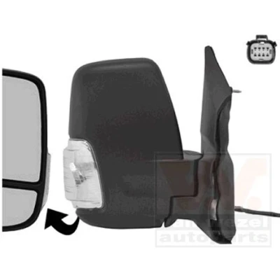 Imagen de espejo retrovisor Van Wezel 1991806 derecha negro completo, convexo, para ajuste elect. espejo, calefactable, con gran angular, brazo co