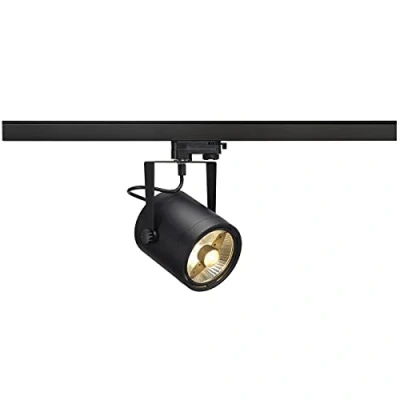 Imagen de Slv Negro trifásico Euro Spot, Foco led, proyector, luminaria de Techo, Sistema Carril, iluminación Interior / GU10 75 W