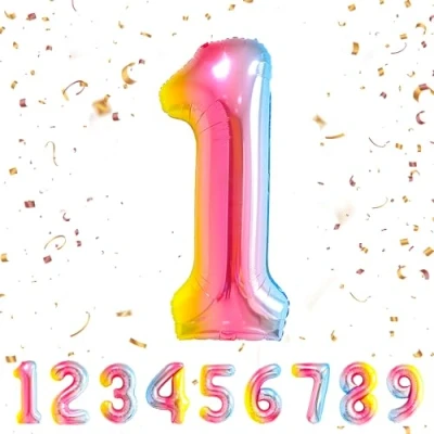 Imagen de Globos de Cumpleãnos 1 Arcoiris,101 CM Globo Numeros Gigantes Grandes Decoracion,Globo Numero 1,Globos Niño Niña Adultos,Vuelan con Helio…