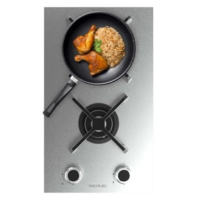 Imagen de Cecotec Placa de Gas 2 Fuegos Bolero Squad G 2400S Inox. 5.2kW, Acero Inoxidable, Parrillas Hierro Fundido, Quemador WOK Triple Corona, Encendido Electrónico, Seguridad en Válvulas, Accesorio