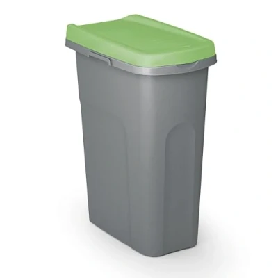 Imagen de Cubo de basura con tapa plástico gris/verde 25L