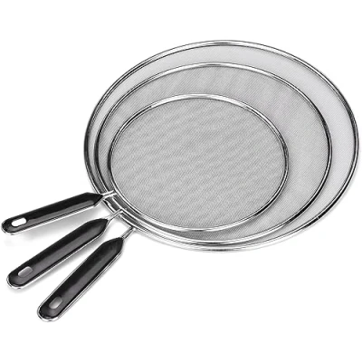 Imagen de HATANSE 3 Piezas Tapa Antisalpicaduras Cocina Pantalla de Acero Inoxidable Protector Salpicaduras con Mango a Prueba Aceite Diámetro 19cm 25cm 29cm