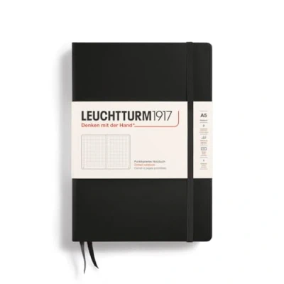 Imagen de LEUCHTTURM1917 329398 Libreta de notas Medium (A5) tapas duras, 251 páginas numeradas, negro, puntos