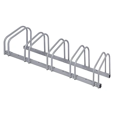 Imagen de WilTec Soporte para 5 Bicicletas 1305x320x265mm, aparcabicicletas de Acero con Revestimiento Polvo Gris