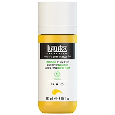 Imagen de Liquitex 1923890 Professional Pintura acrílica (cuerpo suave, consistencia cremosa, alta pigmentación, resistente a la luz y al envejecimiento, botella de 237 ml, sin cadmio), color amarillo medio