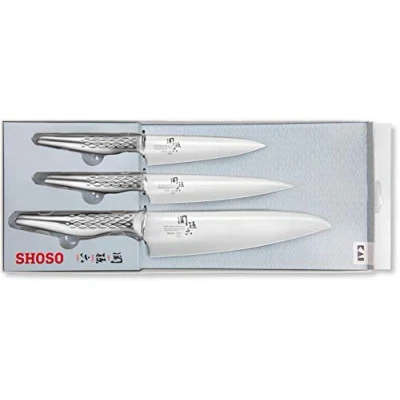 Imagen de KAI Seki Magoroku Shoso Juego de cuchillos 3 piezas Cuchillo multiusos 12 cm, 15 chef 18 cm acero 5CR15MoV 56 (±1) HRC Mango inoxidable 8