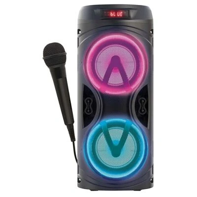 Imagen de Lexibook iParty K8220 Altavoz Bluetooth, con Efectos de luz y Conector micrófono, batería Recargable, Color Negro