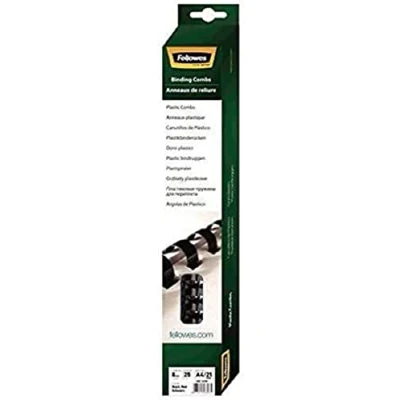 Imagen de Fellowes Canutillos de plástico (A4, 8 mm) para encuadernadoras canutillo plástico, encuaderna 21 a 40 hojas, pack 25, color negro