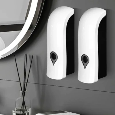 Imagen de Dispensador de Jabón Pared 2 Piezas, Jabon Baño 300 ml, No Requiere Taladrar ni Instalar Tornillos, Blanco