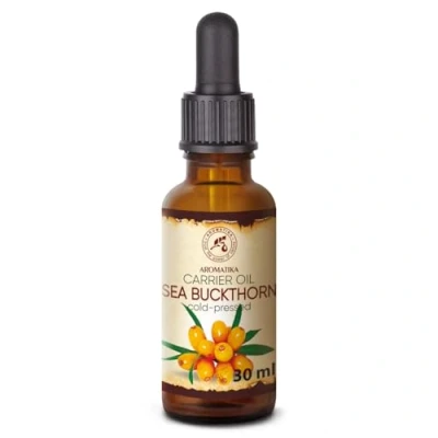 Imagen de Aceite de Espino Amarillo 30ml Prensado en Frío Hippophae Rhamnoides 100% Puro y Natural Botella Cristal Cuidado Intensivo para Rostro Cabello Piel Corporal