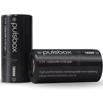 Imagen de pulsbox 18350 18400 batería de ion litio 3,7 V 1600 mAh circuito protección PCB integrado (polo positivo plano)