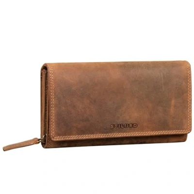 Imagen de STILORD &#039;Ellen&#039; Billetera de Cuero Damas Protección RFID y NFC en una Elegante Caja Regalo Grande Cartera Real, Color:Bergamo marrón