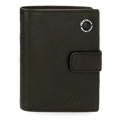 Imagen de Pepe Jeans Badge Cartera vertical con cierre de clic Negro 8,5x10,5x1 cms Piel