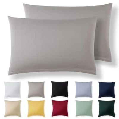 Imagen de Alreya Juego de 2 Fundas Almohada 100% Algodón Jersey 40 x 60 cm Gris Claro Funda Cojín para Cama 40x60 Cojínes sofá hipoalergénica