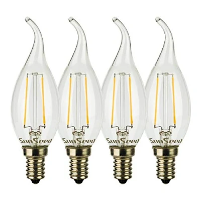 Imagen de SUNSEED 4x Bombilla Vela Llama Filamento LED E14 2W = 25W Blanco Cálido 2700K