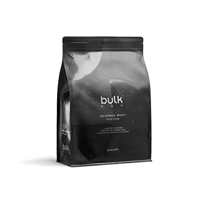 Imagen de Bulk Informed Whey Protein Premium, Batido de proteínas con Enzimas digestivas añadidas, Fresas y Crema, 2.27kg, 75 Dosis