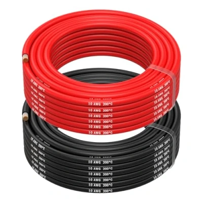 Imagen de MMOBIEL 10 AWG Cable Eléctrico de Silicona Gauge (5,26mm²) Cobre Estañado 2 Cables Separados Rojo y Negro Cada Uno m para Drones, Impresoras 3D, Baterías, Altavoz, Tiras Led