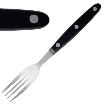 Imagen de 12 x tenedor para carne mango negro 200 mm 18/0 cubiertos de acero inoxidable cocina