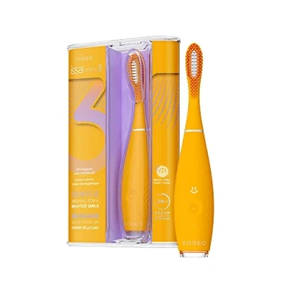 Imagen de FOREO ISSA mini 3 Mango Tango, Cepillo de dientes sónico 4 en 1, filamentos silicona y polímero PBT, cabezal cepillado remplazable para 6 meses, 265 usos por carga USB, garantía 2 años