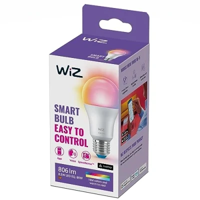 Imagen de WiZ, bombilla conectada E27 Wi Fi + mando a distancia, equivalente 60 W, funciona con Alexa, Google Assistant
