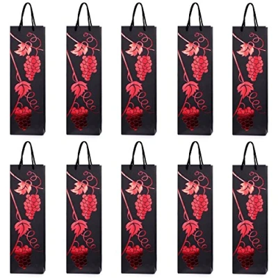 Imagen de 10 bolsas para botellas, de regalo vino, prosecco y champán 40 x 12 9 cm Vid uva Vino tinto