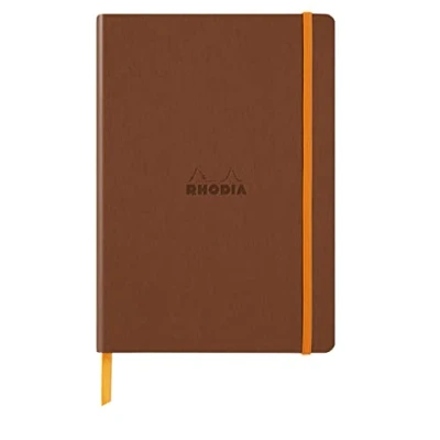 Imagen de Clairefontaine ES RHODIA 117383C Cuaderno Cobre Blando A5 Rayado 160 páginas Papel Ivory 90 g/m Marcapáginas, Cierre Elástico Cubierta de Piel Sintética Colección Rhodiarama