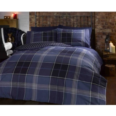 Imagen de Rapport Argyle Funda de edredón para Cama Matrimonio, Azul, Doublé