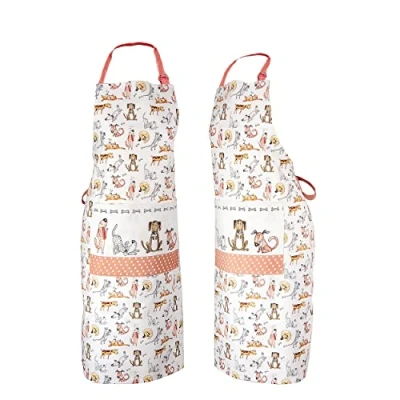 Imagen de SPOTTED DOG GIFT COMPANY Delantal da Cocina Mujer y Hombre con Perros, Mandil de Cocina, 100% Algodón, Ajustables Bolsillo, Accesorios Regalos Originales para Amantes los Perros