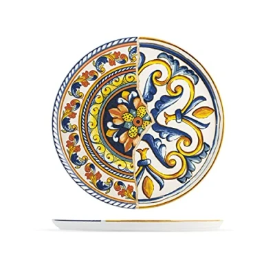Imagen de H&amp;H Positano Juego de 6 platos para pizza gres, multicolor, 33 cm