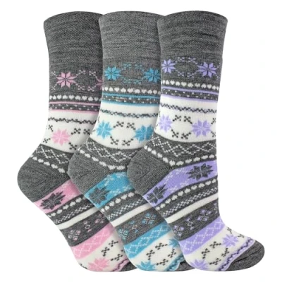 Imagen de Sock Snob 3 Pares Mujer Calientes Termicos Diabeticos Calcetines sin Elastico para Navidad Regalo (37 42 EU, Gris)