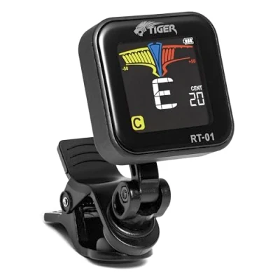 Imagen de Tiger RT 01 Afinador cromático recargable con clip, afinación precisa y para guitarra eléctrica, acústica, bajo, ukelele, banjo violín carga USB C pantalla de alto contraste