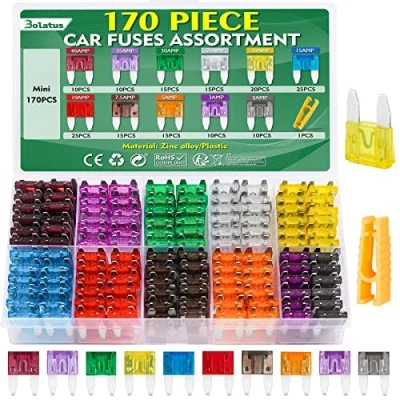 Imagen de Bolatus 170Pcs Fusibles Coche Mini Pequeños Fusible 2A 3A 5A 7.5A 10A 15A 20A 25A 30A 35A 40A Automóvil para Moto Caravanas Furgoneta +Fusibles Clip